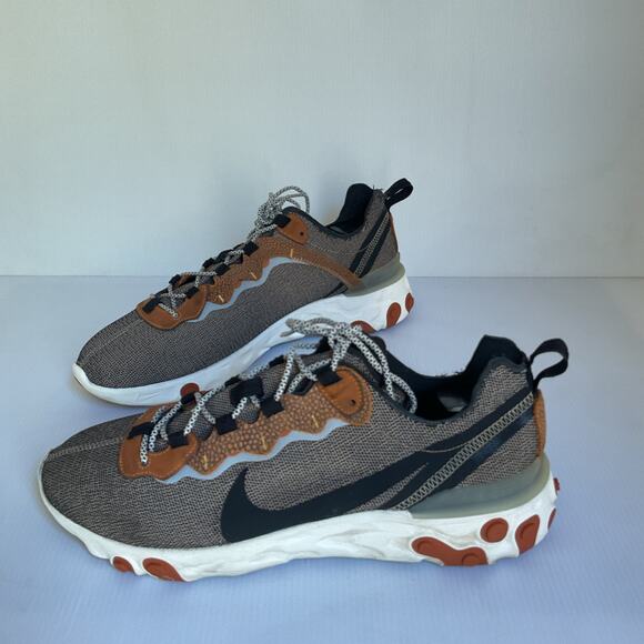 Nike React Element 55 Brown Orange Black Sneakers Men’s Size 11 - Picture 1 of 9